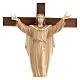 Auferstandener Christus Grödnertal Holz auf Kreuz braunfarbig s2