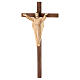 Auferstandener Christus Grödnertal Holz auf Kreuz braunfarbig s3