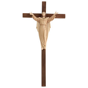 Estatua Cristo Resucitado en cruz bruñido 3 colores