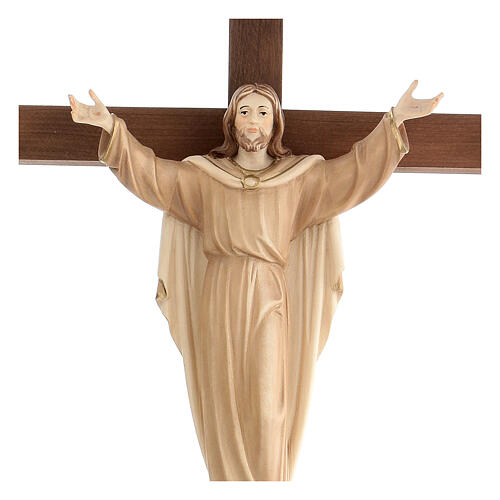 Estatua Cristo Resucitado en cruz bruñido 3 colores 2