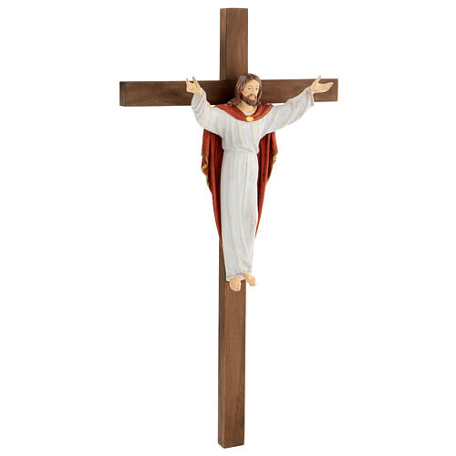 Statue auferstandenen Christus Grödnertal Holz mit Kreuz 4