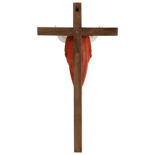 Statue auferstandenen Christus Grödnertal Holz mit Kreuz 5