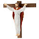 Statue auferstandenen Christus Grödnertal Holz mit Kreuz s2