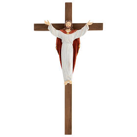 Figura Chrystus Zmartwychwstały na krzyżu, czyste złoto antykowane