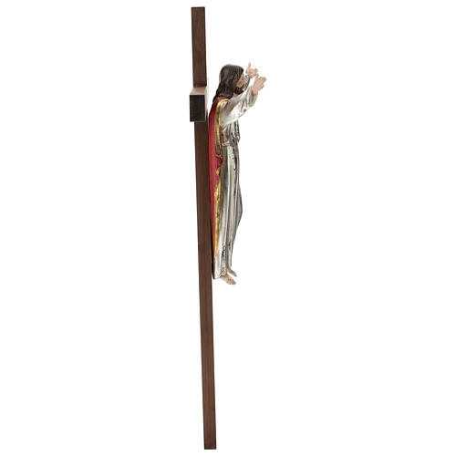 Resurrected Jesus Christ statue in natural wood on cross 7