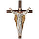 Resurrected Jesus Christ statue in natural wood on cross s2