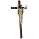 Statue Christ Ressuscité tunique or argent vieilli sur croix s5