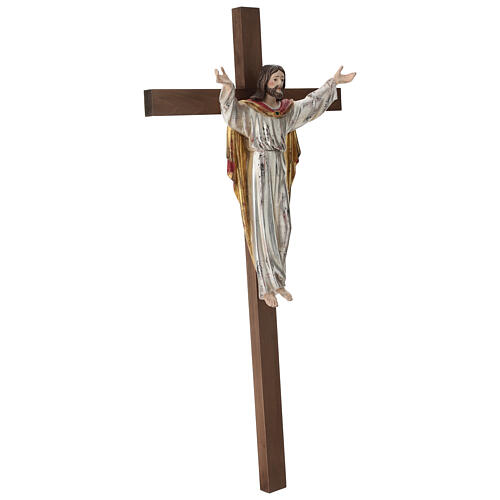 Statua Cristo Risorto su croce oro zecchino antico e argento 5