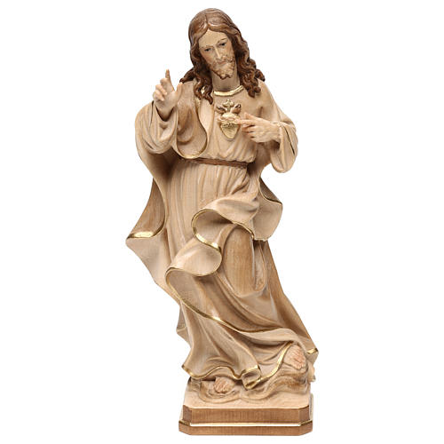 Statue Herz Jesu Grödnertal Holz braunfarbig 1