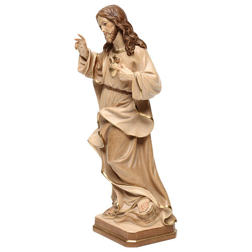 Statue Herz Jesu Grödnertal Holz braunfarbig 3