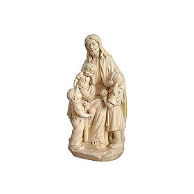 Jesús con Niños madera natural