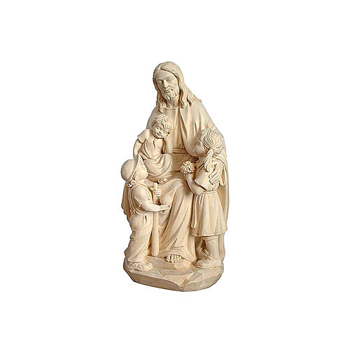 Jesús con Niños madera natural 1