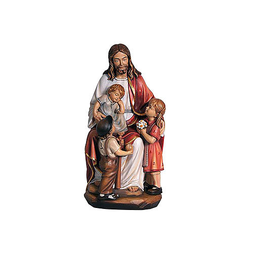 Jesus mit Kindern bemalten Grödnertal Holz 1