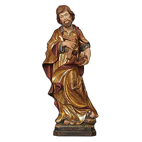Statue Hl. Josef bemalten Grödnertal Holz antikisiert 1
