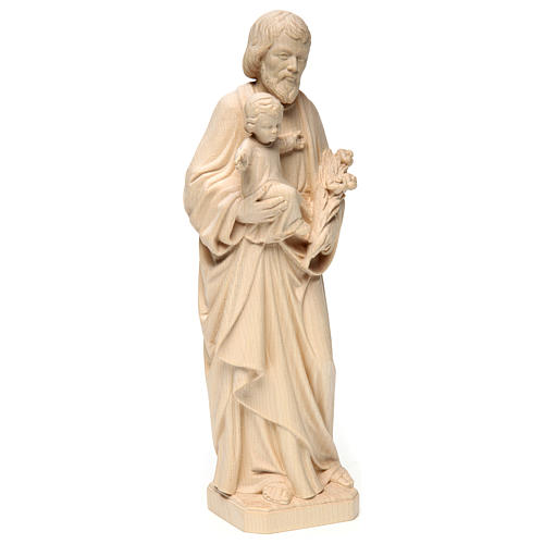 Saint Joseph with Baby Jesus statue in realistic natural wood 4