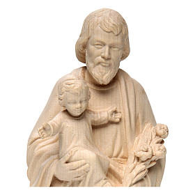 Saint Joseph with Baby Jesus statue in realistic natural wood