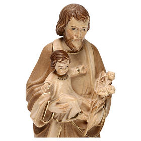 Saint Joseph with Baby Jesus statue burnished in three colours realistic style