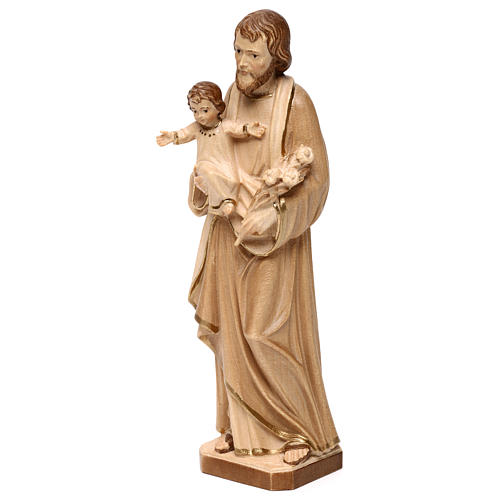 Saint Joseph with Baby Jesus statue burnished in three colours realistic style 3