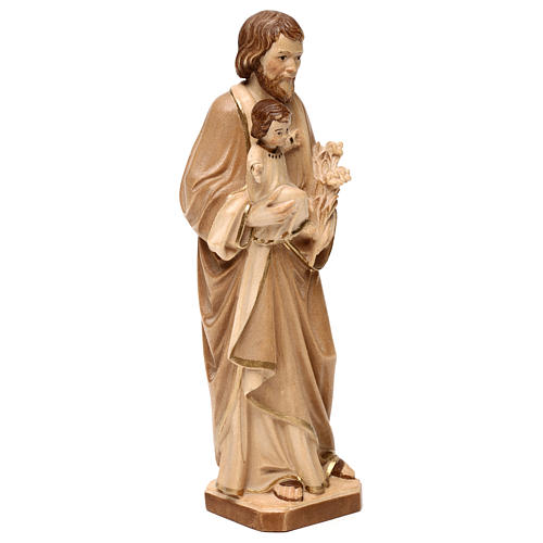 Saint Joseph with Baby Jesus statue burnished in three colours realistic style 4