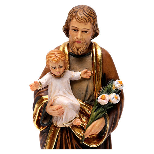 Statue Saint Joseph avec Enfant colorée réaliste 2