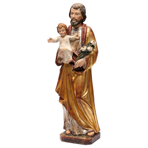 Saint Joseph with Baby Jesus statue finished in pure gold Val Gardena 3