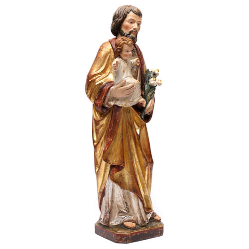 Saint Joseph avec Enfant réaliste or massif vieilli Val Gardena 4