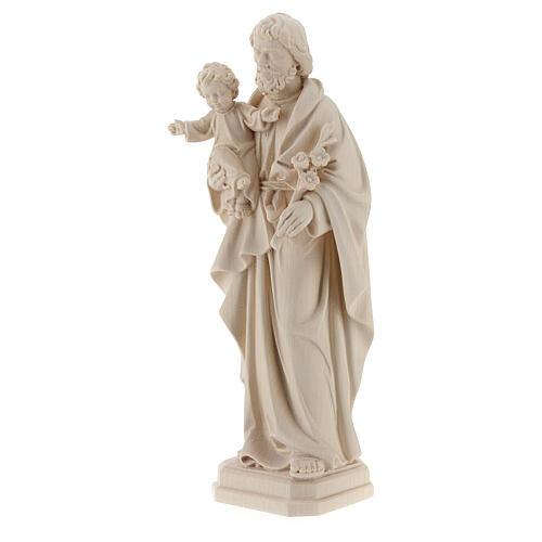 Statue Hl. Josef mit Jesus Kind Grödnertal Naturholz 3