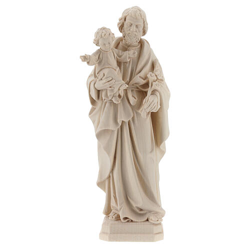 Saint Joseph and Baby Jesus statue in natural wood 1
