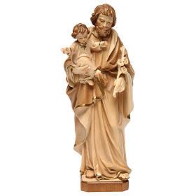 Statue Hl. Josef mit Jesus Kind Grödnertal Holz braunfarbig