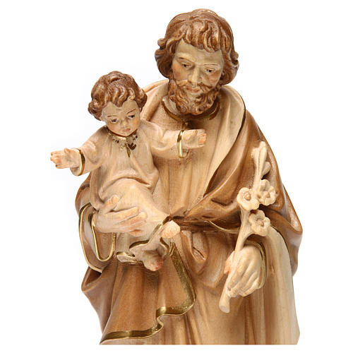 Statue Hl. Josef mit Jesus Kind Grödnertal Holz braunfarbig 2