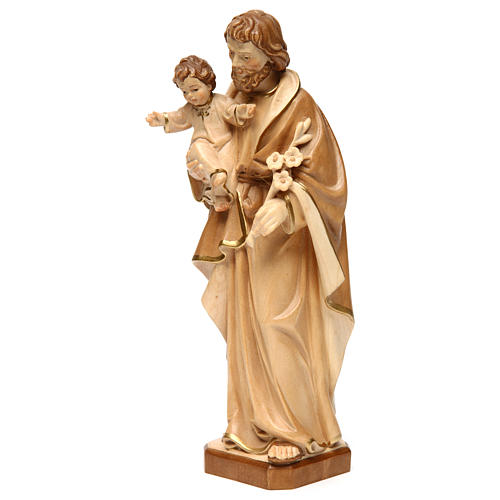 Statue Hl. Josef mit Jesus Kind Grödnertal Holz braunfarbig 3