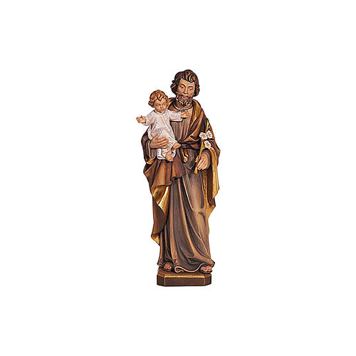 Statue Hl. Josef mit Jesus Kind bemalten Grödnertal Holz 2