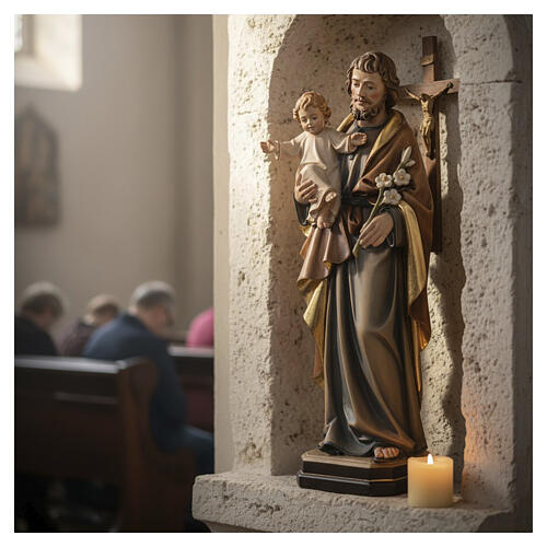 Figura Święty Józef z Jezusem kolorowa 2