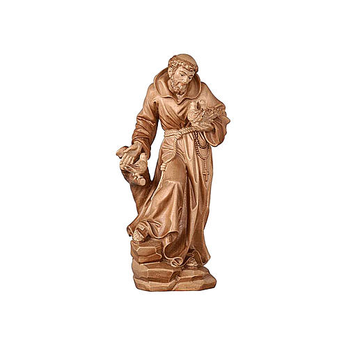 Saint Francis statue burnished in 3 colours realistic style 2