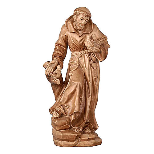 Saint Francis statue burnished in 3 colours realistic style 1