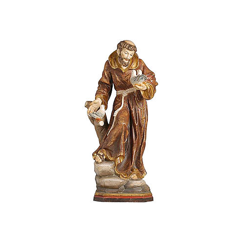 Saint Francis statue finished in pure gold Val Gardena realistic style 2