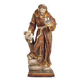 Saint Francis statue finished in pure gold Val Gardena realistic style