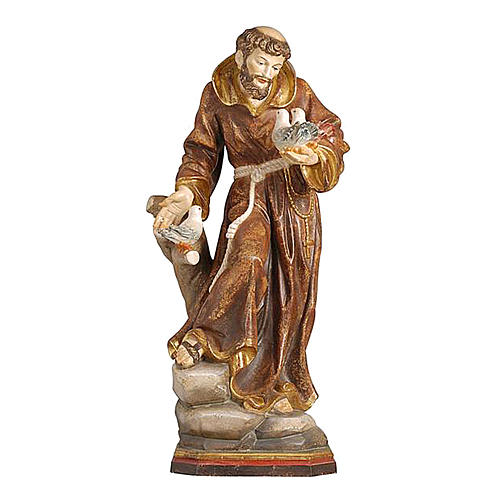 Saint Francis statue finished in pure gold Val Gardena realistic style 1