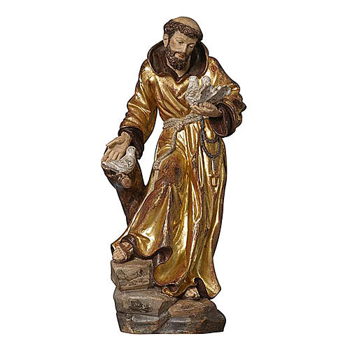 Statue Saint François habit or massif vieilli réaliste  1