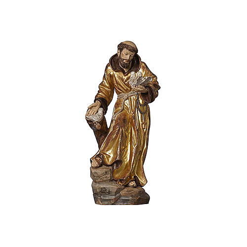 Saint Francis statue with gold mantle finished in antique gold with realistic effect 2