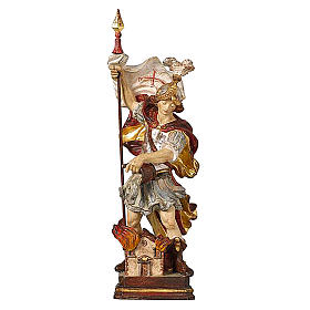 Saint Florian statue Val Gardena finished in antique pure gold