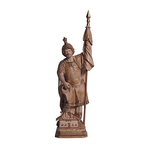 Saint Florian statue realistic style Val Gardena burnished in 3 colours  1