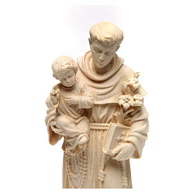 Saint Anthony with Baby Jesus statue in natural wood of Val Gardena