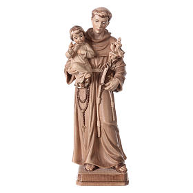 Imagens em Madeira Natural: Santo António com Menino Val Gardena brunido 3 tons