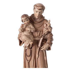 Imagens em Madeira Natural: Santo António com Menino Val Gardena brunido 3 tons
