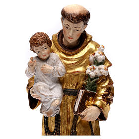 Saint Anthony with Child statue finished in antique pure gold with golden mantle