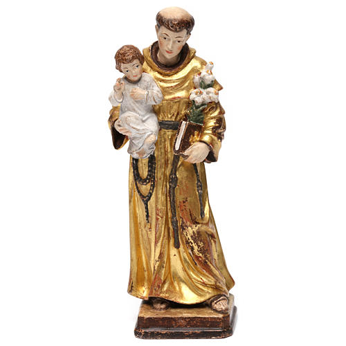 Saint Anthony with Child statue finished in antique pure gold with golden mantle 1