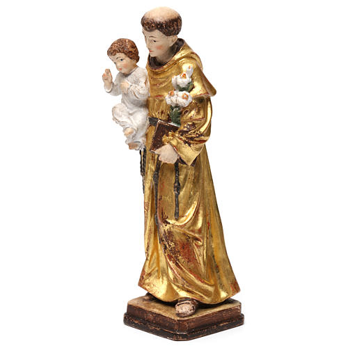 Saint Anthony with Child statue finished in antique pure gold with golden mantle 3