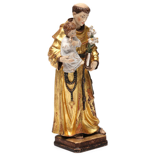 Saint Anthony with Child statue finished in antique pure gold with golden mantle 4