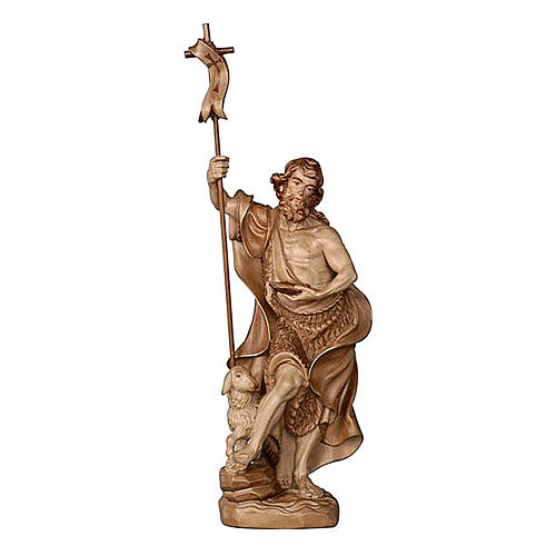 Statue Johannes der Täufer Grödnertal Holz patiniert 1